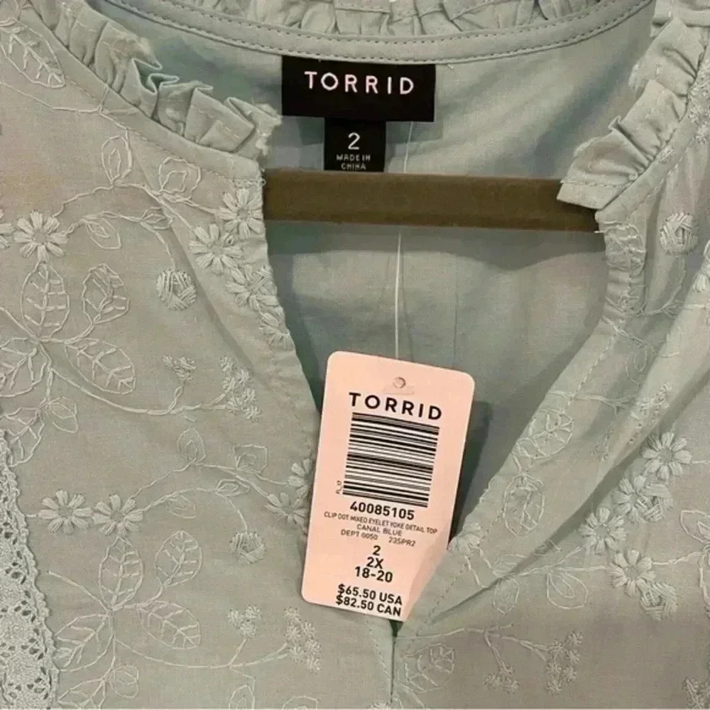 NWT TORRID‎ Clip Dot Mixed Eyelet Yoke Detail Top - Picture 6 of 8